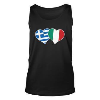 Greek Italian Flag Heart Italy Greece Gift Men Women Tank Top Graphic Print Unisex - Thegiftio UK