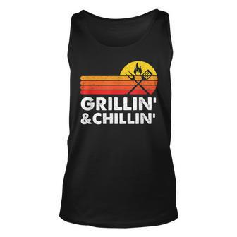 Grilling And Chilling Smoke Meat Bbq Gift Home Cook Dad Men Unisex Tank Top - Seseable