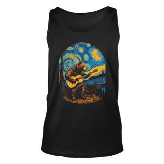 Grizzly Bear Blues Guitar-Player Starry-Night Music Unisex Tank Top | Mazezy