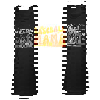 Groovy Baseball Mama Softball Pitcher Catcher Mothers Day Unisex Tank Top | Mazezy