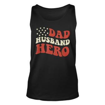 Groovy Dad Husband Hero Vintage Flag Fathers Day Daddy Flag Unisex Tank Top - Thegiftio UK