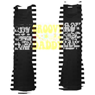 Groovy Daddy Retro Baby Shower Fathers Day Unisex Tank Top - Thegiftio UK