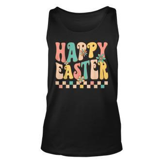 Groovy Happy Easter Day Bunny Floral Easter Womens Kids Unisex Tank Top | Mazezy