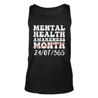 Groovy In May We Wear Green Mental Health Awareness Design Unisex Tank Top | Mazezy
