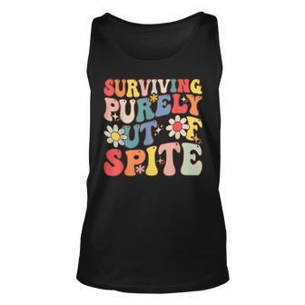 Groovy Surviving Purely Out Of Spite Unisex Tank Top | Mazezy