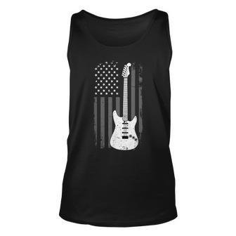 Guitar American Us Flag Music Player Electric Guitarist Gift Unisex Tank Top - Seseable