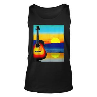 Guitar With Sunset Artistic For Guitarists & Musician Tank Top | Mazezy