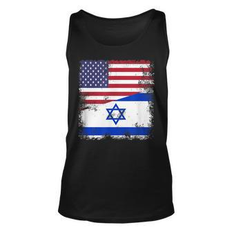 Half Israeli Flag | Vintage Israel Usa Gift Unisex Tank Top - Seseable