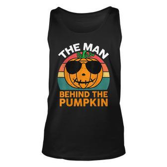 Mens Halloween Pregnancy Dad Costume The Man Behind The Pumpkin Tank Top | Mazezy