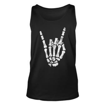 Halloween Rock Hand Sign Skeleton Rock N Roll Symbol Rock On Tank Top | Mazezy