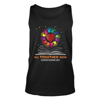 Handprints And Hearts All Together Now Summer Reading 2023 Unisex Tank Top | Mazezy DE