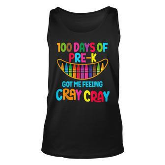 Happy 100 Days Of Pre-K Got Me Feeling Cray Cray Teacher Unisex Tank Top - Seseable