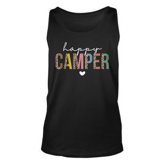 Happy Camper Leopard Camping Lover Outdoor Activities Camper Tank Top | Mazezy