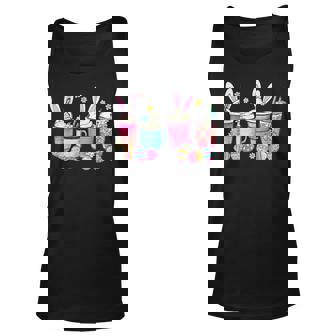 Happy Easter Bunny Set Latte Easter Eggs Unisex Tank Top | Mazezy