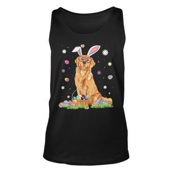 Happy Easter Cute Golden Retriever Bunny Ears Dog Lovers Unisex Tank Top - Seseable