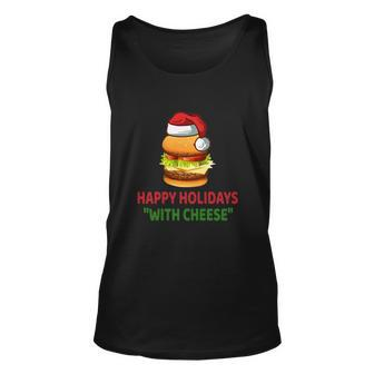 Happy Holidays With Cheese Christmas Cheeseburger V2 Men Women Tank Top Graphic Print Unisex - Thegiftio UK