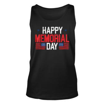 Happy Memorial Day Usa Flag American Patriotic Armed Forces Unisex Tank Top - Seseable