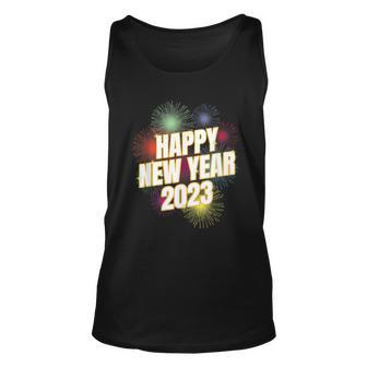 Happy New Year 2023 New Years Eve Fireworks Party Supplies Unisex Tank Top - Thegiftio UK