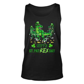 Happy St Pat Rex Day T Rex Dinosaur Green Plaid Patricks Day Unisex Tank Top - Seseable