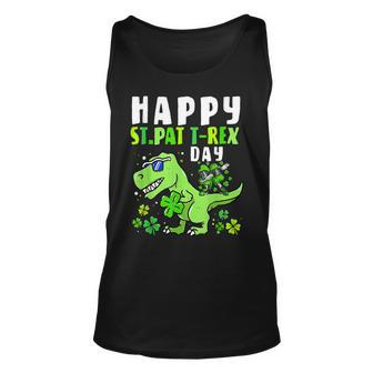 Happy St Pat T Rex Dabbing Shamrock St Patricks Day Unisex Tank Top - Seseable