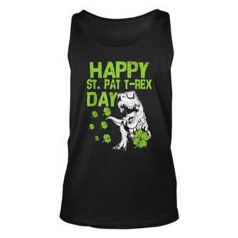 Happy St Pat T Rex Day Saint Shenanigan Clover Irishman Unisex Tank Top - Seseable