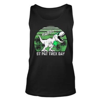 Happy St Pat T Rex Day Shamrock Dinosaur St Patricks Day Unisex Tank Top - Seseable