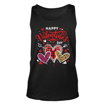 Happy Valentines Day Heart Leopard Buffalo Plaid Heart Women Unisex Tank Top - Seseable