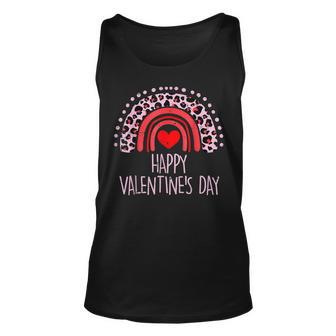 Happy Valentines Day Leopard Rainbow Red Women Valentine V2 Unisex Tank Top - Seseable
