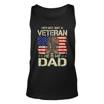 He Is My Veteran Dad American Flag Veterans Day Unisex Tank Top - Seseable