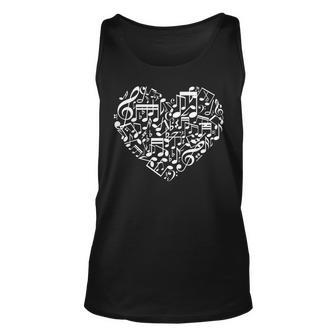 Heart Shape Musical Notes Music Lovers Valentines Day Unisex Tank Top - Seseable