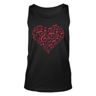 Heart Shape Musical Notes Music Lovers Valentines Day V3 Unisex Tank Top - Seseable