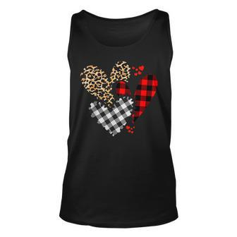 Hearts Leopard Buffalo Plaid Valentines Day 2023 Heart Love Unisex Tank Top - Seseable