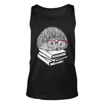 Hedgehog Love Books Glasses Lover Woman Nerd Gift Top Unisex Tank Top - Seseable