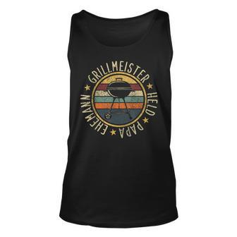 Herren Grillmeister Papa Grillschürze Unisex TankTop, Lustiges Grillen Vatertag Tee - Seseable