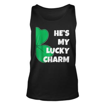 Hes My Lucky Charm Funny St Patricks Day Couple Unisex Tank Top - Seseable