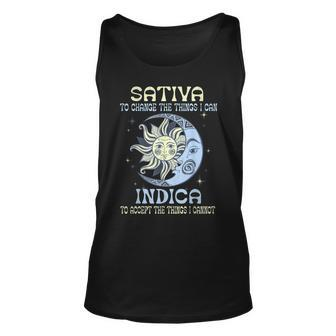 Hippie Cannabis 420Sativa To Change The Things I Can Indica Unisex Tank Top - Seseable