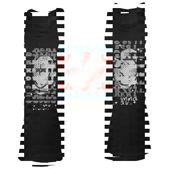 Hippie Face Baseball Mama Game Day Retro Groovy Tank Top | Mazezy