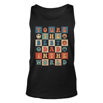 Hippie Face Best Dad In The World Retro Groovy Fathers Day Unisex Tank Top - Thegiftio UK