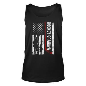 Hockey Grandpa American Flag Fathers Day Gift Unisex Tank Top | Mazezy