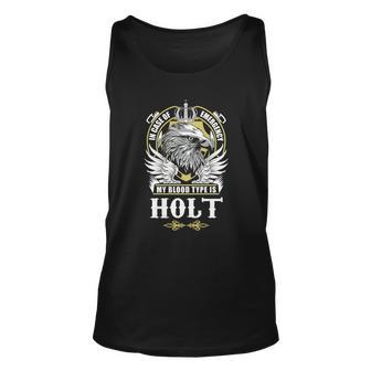 Holt Name T - In Case Of Emergency My Blood Unisex Tank Top - Seseable