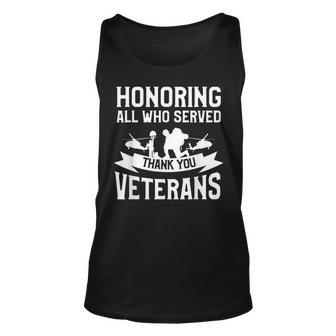 Honoring All Who Served Thank You Veterans Veteran Unisex Tank Top - Seseable