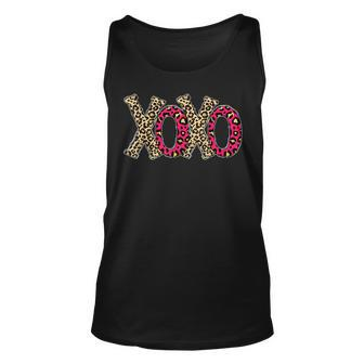 Hugs And Kisses Happy Valentines Day Xoxo Retro Leopard Unisex Tank Top - Seseable