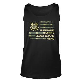 Husband Daddy Coast Guard Hero Flag American Usa Camouflage Unisex Tank Top - Seseable