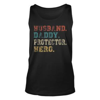 Husband Daddy Protector Hero Fathers Day Gift Dad Son V2 Unisex Tank Top - Seseable
