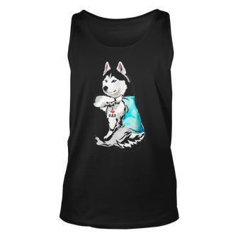 Husky Tattoo I Love Dad Funny Fathers Day Gifts Unisex Tank Top - Seseable
