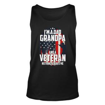I Am A Dad Grandpa And A Veteran Nothing Scares Me Usa Gifts V3 Unisex Tank Top - Seseable