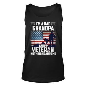I Am A Dad Grandpa And A Veteran Nothing Scares Me Usa V3 Unisex Tank Top - Seseable