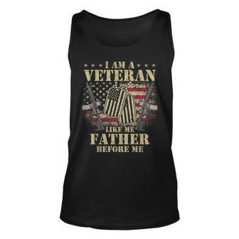 I Am A Veteran Like My Father Before Me Veteran Gift Unisex Tank Top | Mazezy