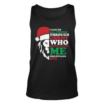 I Can Do All Things Through Christ Christmas Pajama Lion Unisex Tank Top - Seseable
