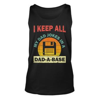 I Keep All My Dad Jokes In A Dad A Base Dad Jokes Vintage V2 Unisex Tank Top - Seseable